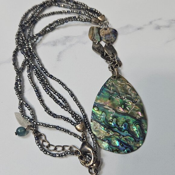 Coldwater Creek Marked Abalone Necklace Lobster Claw - Picture 1 of 7